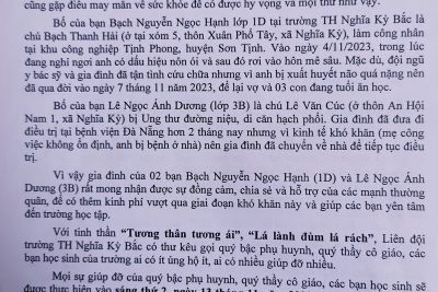 CHƯƠNG TRÌNH KÊU GỌI HỖ TRỢ